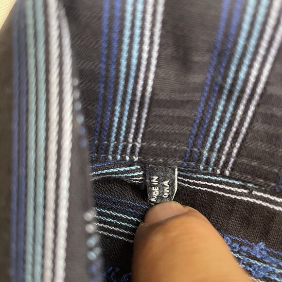 Zagiri Mens Blue Striped Flip Cuff Long Sleeve Button Up Cotton L - Picture 11 of 15